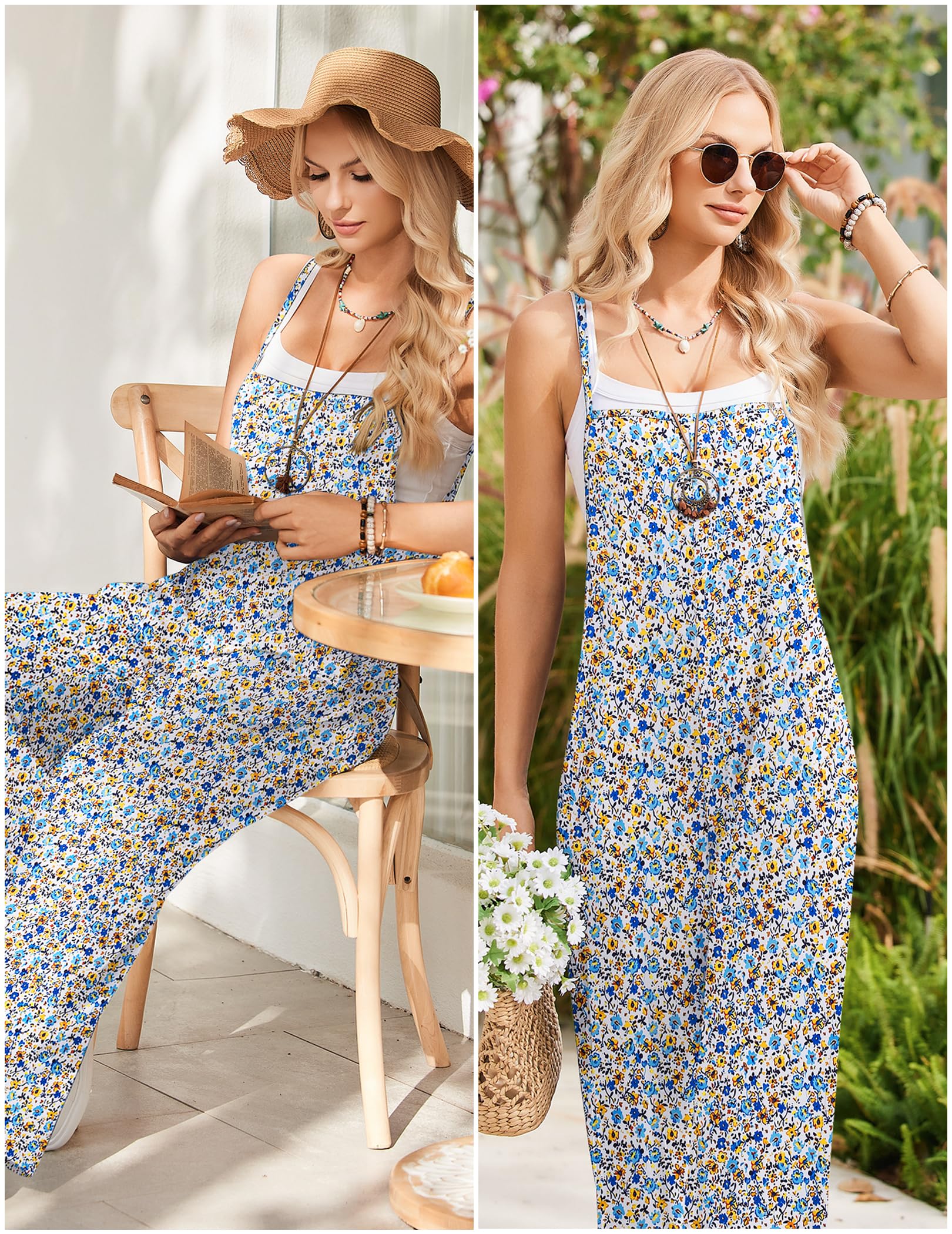 Foto 5 pulgar | Mono Ekouaer Para Mujer, Estilo Bohemio, Floral, De Verano, Con Bolsillos - Venta Internacional.