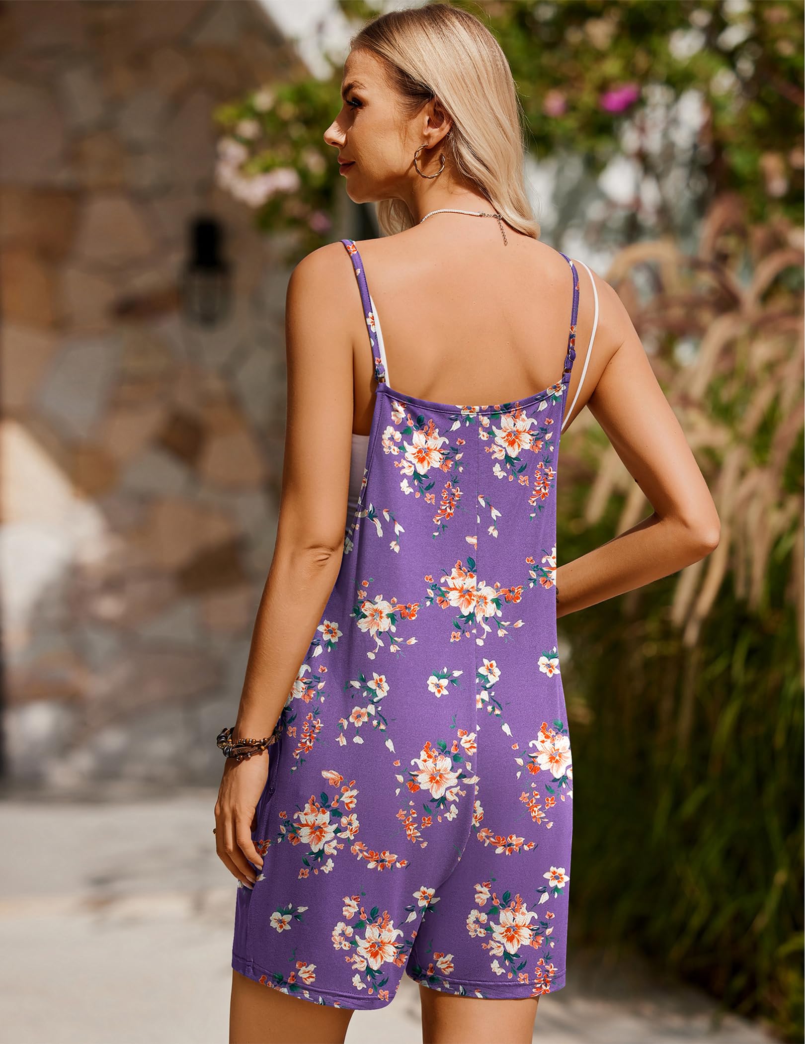 Foto 5 pulgar | Mono Holgado De Verano Romper Ekouaer, Casual, Para Mujer, Color Morado, Talla M - Venta Internacional.