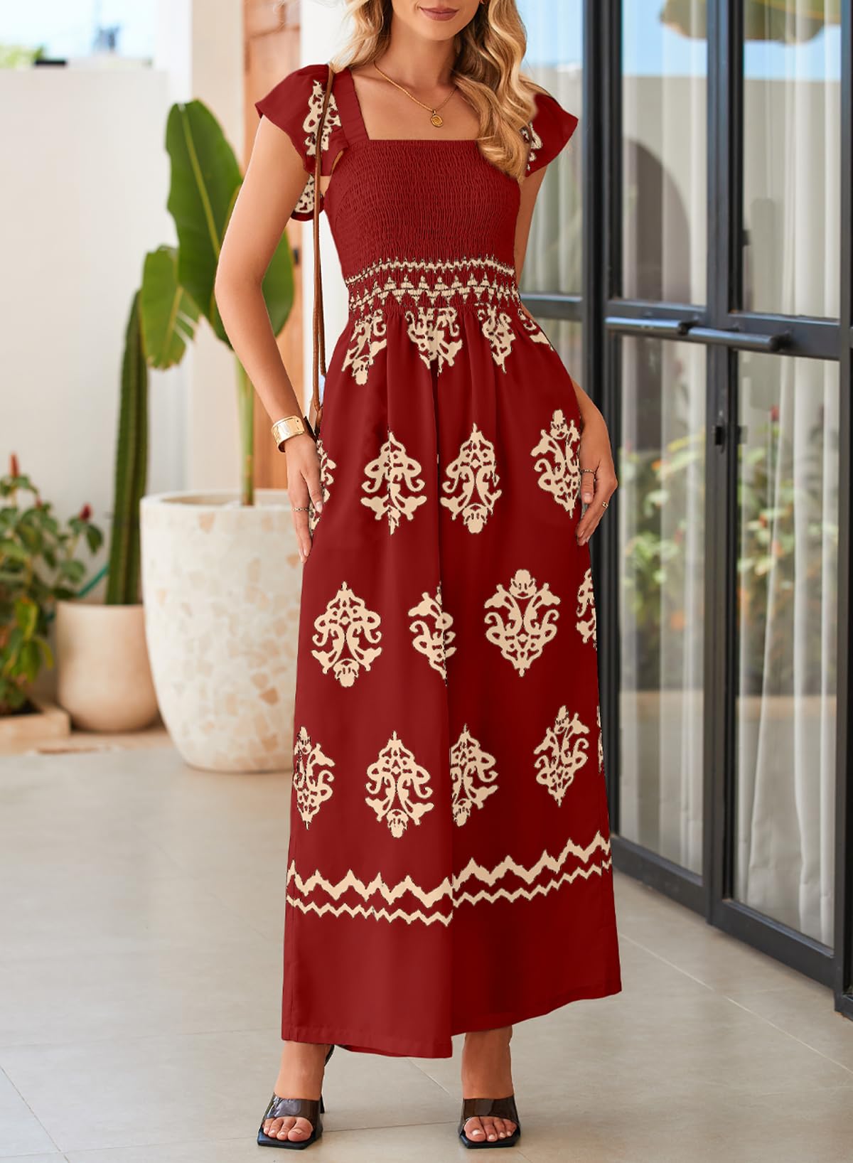 Foto 4 | Mono Happy Sailed Dressy Para Mujer, Cuello Cuadrado, Rojo, Talla Grande - Venta Internacional.