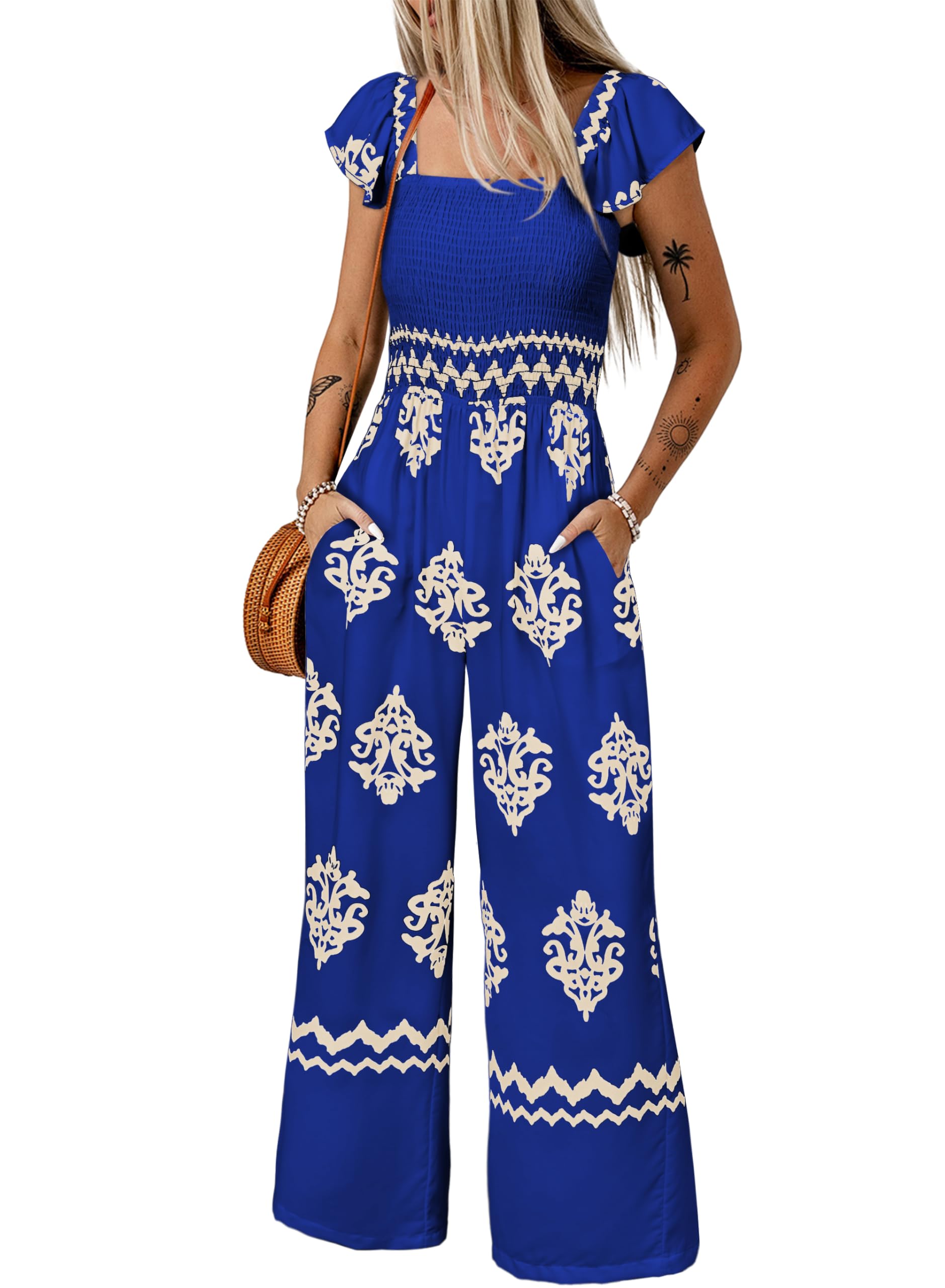 Mono Happy Sailed Dressy Para Mujer Con Cuello Cuadrado Y Manga Corta - Venta Internacional.