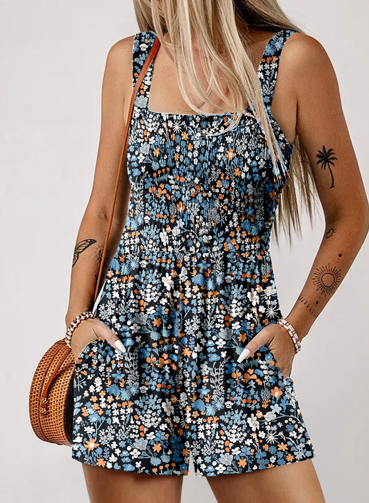 Foto 2 | Mono Corto Dokotoo Para Mujer, Talla M, Color Azul - Venta Internacional.