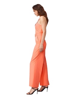 Foto 2 | Jumpsuit Palazzo Pantalón Recto Y Chaleco Halter Naranja