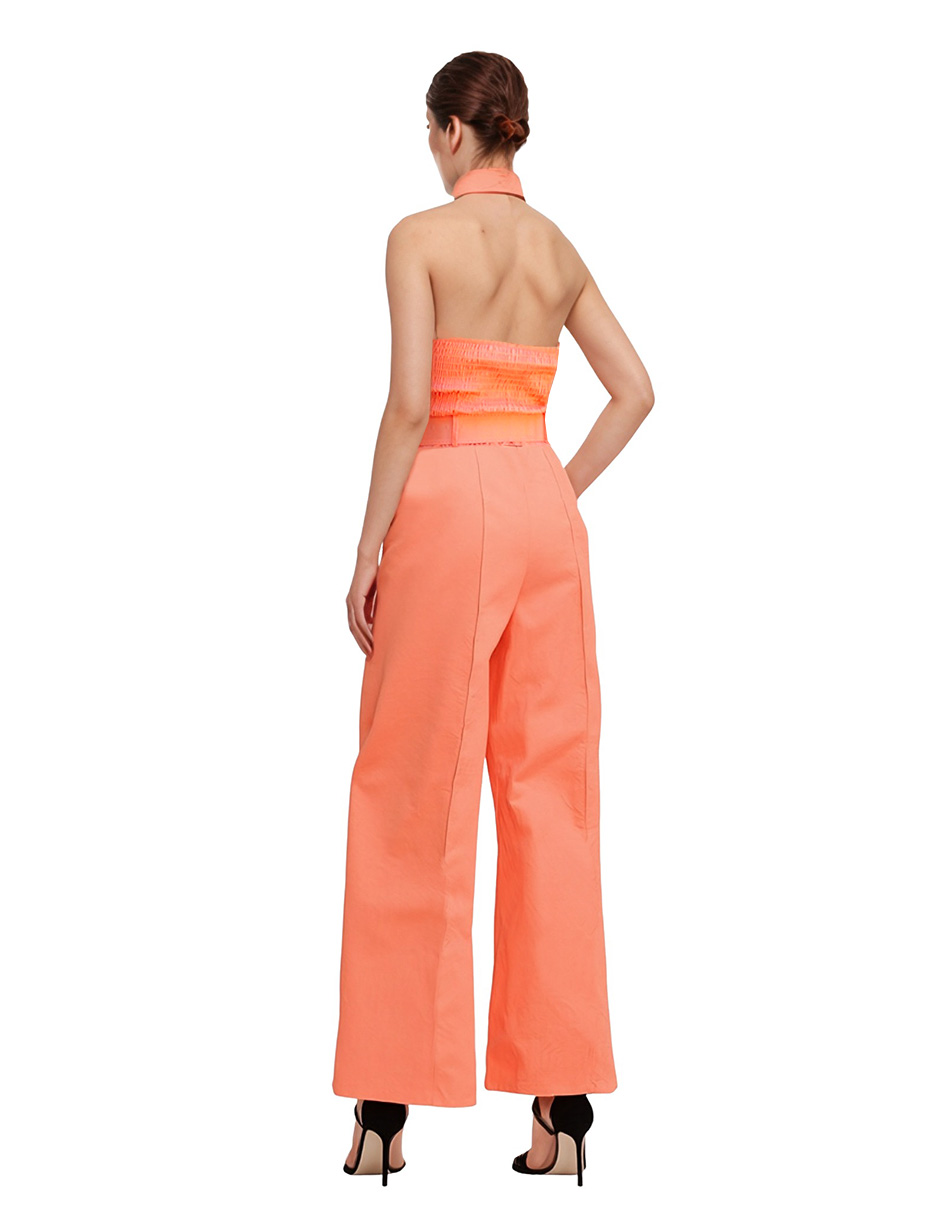 Foto 4 pulgar | Jumpsuit Palazzo Pantalón Recto Y Chaleco Halter Naranja