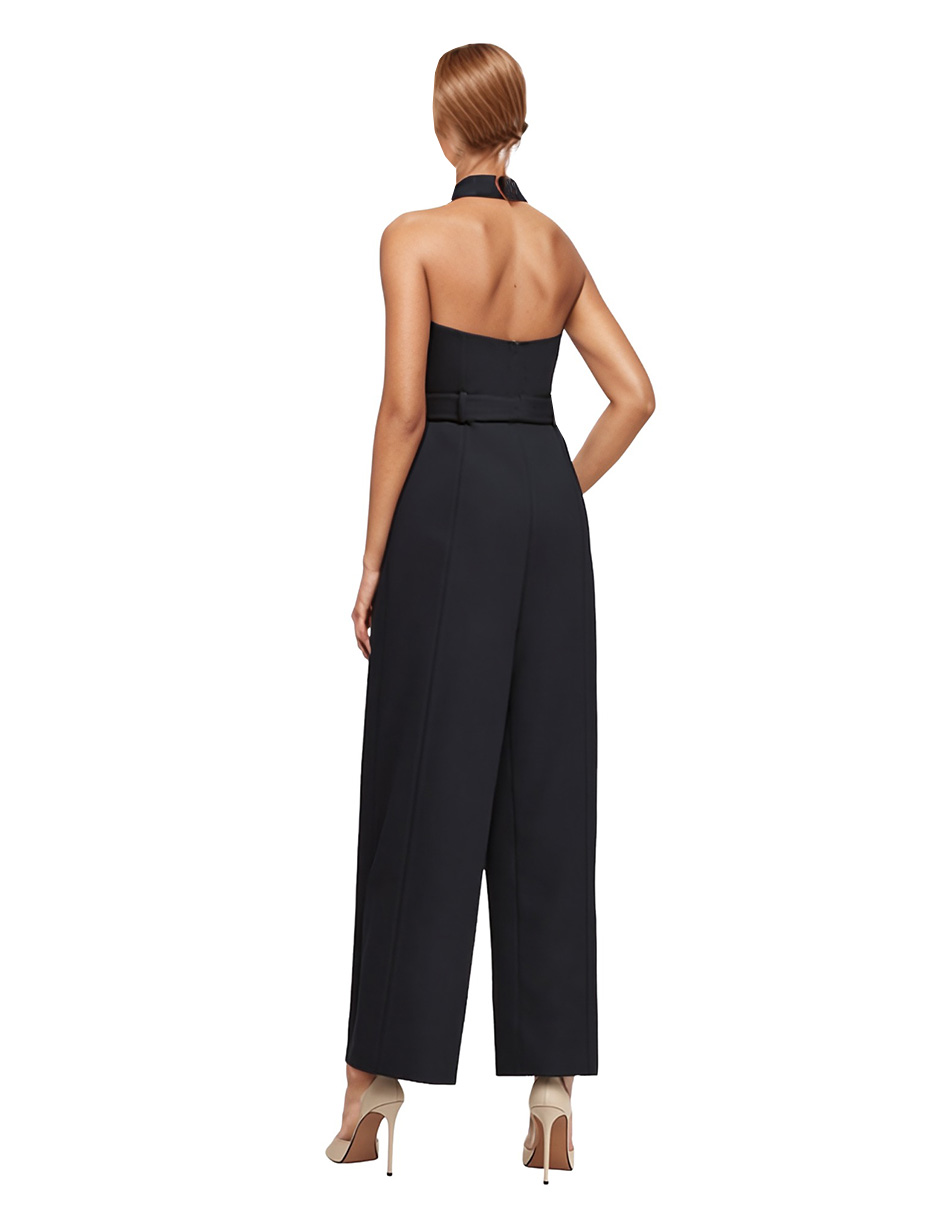 Foto 4 pulgar | Jumpsuit Palazzo Pantalón Recto Y Chaleco Halter Negro