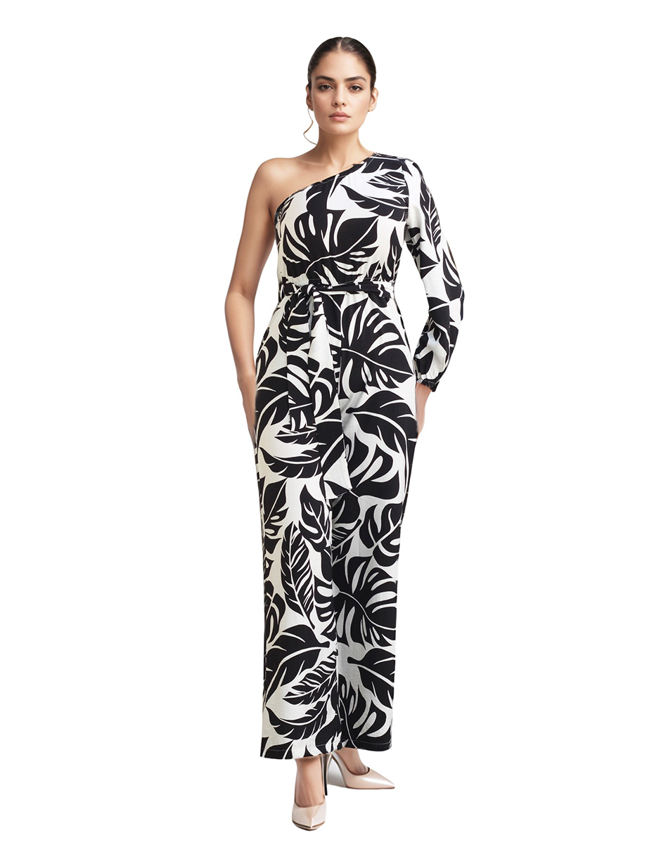Foto 1 | Jumpsuit Palazzo Casual Una Manga Pantalón Recto