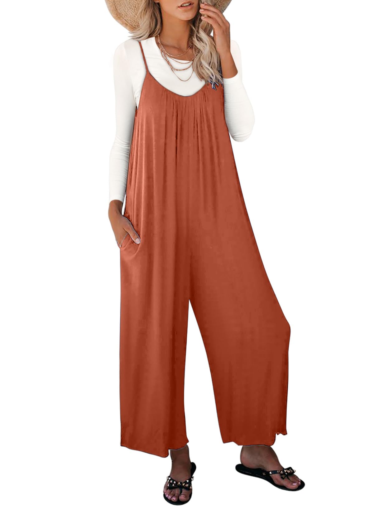 Foto 1 | Pantalones Anchos Happy Sailed Para Mujer, Color Naranja, Talla Xxl - Venta Internacional.