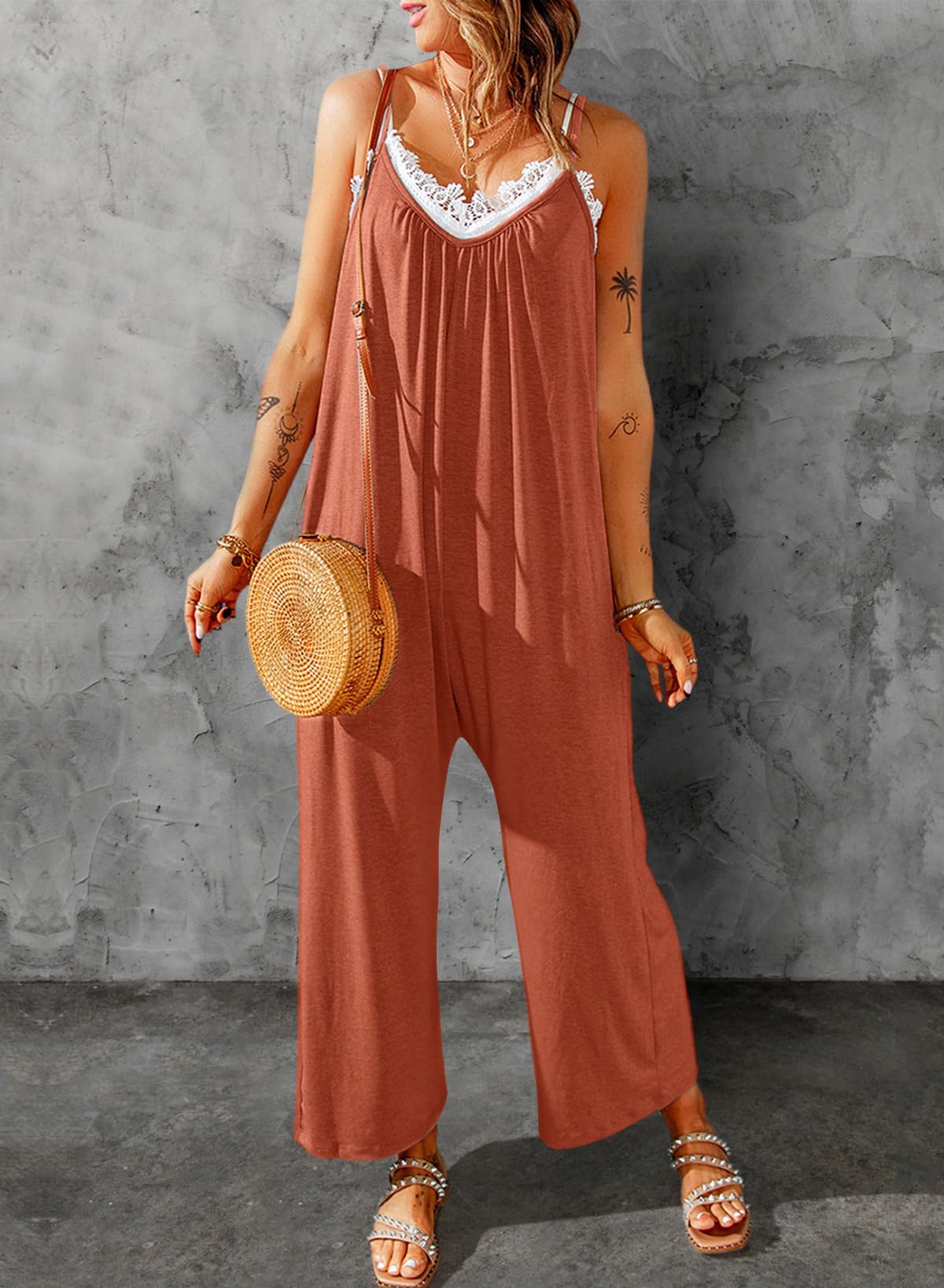 Foto 6 pulgar | Pantalones Anchos Happy Sailed Para Mujer, Color Naranja, Talla Xxl - Venta Internacional.