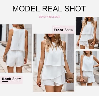 Foto 4 | Romper Dokotoo Para Mujer, Cuello Halter, Cuello Halter, Gasa, Volantes, Blanco - Venta Internacional.