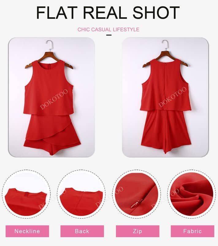Foto 5 pulgar | Romper Dokotoo Fashion 2024 De Chifón Rojo Con Hombros Descubiertos - Venta Internacional.