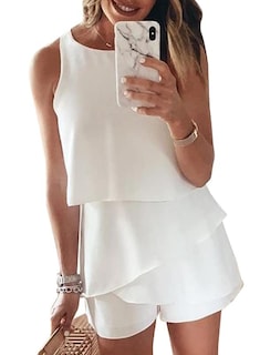 Foto 1 | Romper Dokotoo Fashion 2024 De Chifón Con Hombros Descubiertos, Color Blanco - Venta Internacional.