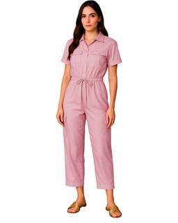 Foto 1 | Jumpsuit Para Mujer Ocean Point Con Cuello Camisero Bolsillos Utilitarios Y Ajuste En Cintura