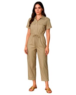 Foto 1 | Jumpsuit Para Mujer Ocean Point Con Cuello Camisero Bolsillos Utilitarios Y Ajuste En Cintura