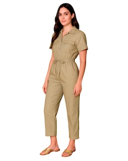 Foto 2 | Jumpsuit Para Mujer Ocean Point Con Cuello Camisero Bolsillos Utilitarios Y Ajuste En Cintura