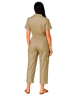 Foto 3 | Jumpsuit Para Mujer Ocean Point Con Cuello Camisero Bolsillos Utilitarios Y Ajuste En Cintura