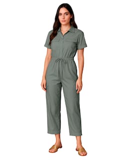 Foto 1 | Jumpsuit Para Mujer Ocean Point Con Cuello Camisero Bolsillos Utilitarios Y Ajuste En Cintura