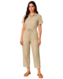 Foto 1 | Jumpsuit Para Mujer Ocean Point Con Cuello Camisero Bolsillos Utilitarios Y Ajuste En Cintura