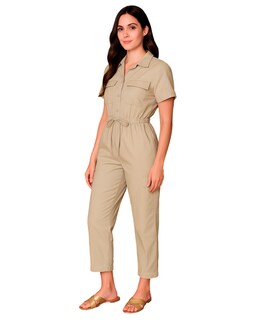 Foto 2 | Jumpsuit Para Mujer Ocean Point Con Cuello Camisero Bolsillos Utilitarios Y Ajuste En Cintura