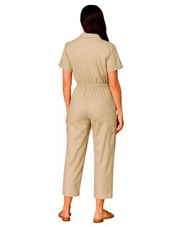 Foto 3 | Jumpsuit Para Mujer Ocean Point Con Cuello Camisero Bolsillos Utilitarios Y Ajuste En Cintura