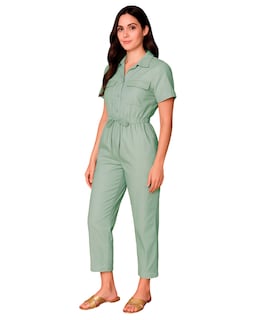 Foto 2 | Jumpsuit Para Mujer Ocean Point Con Cuello Camisero Bolsillos Utilitarios Y Ajuste En Cintura
