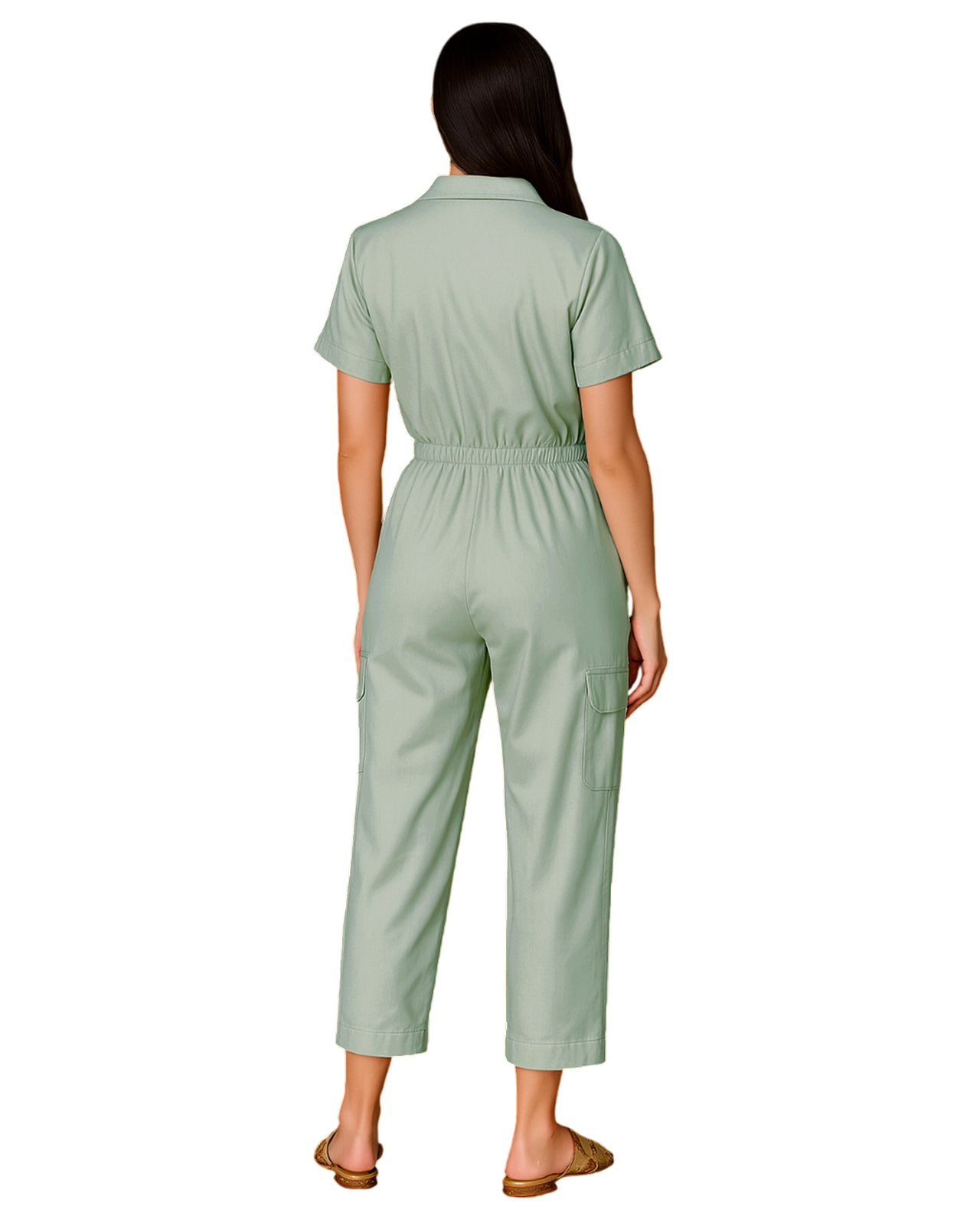 Foto 3 | Jumpsuit Para Mujer Ocean Point Con Cuello Camisero  Bolsillos Utilitarios Y Ajuste En Cintura