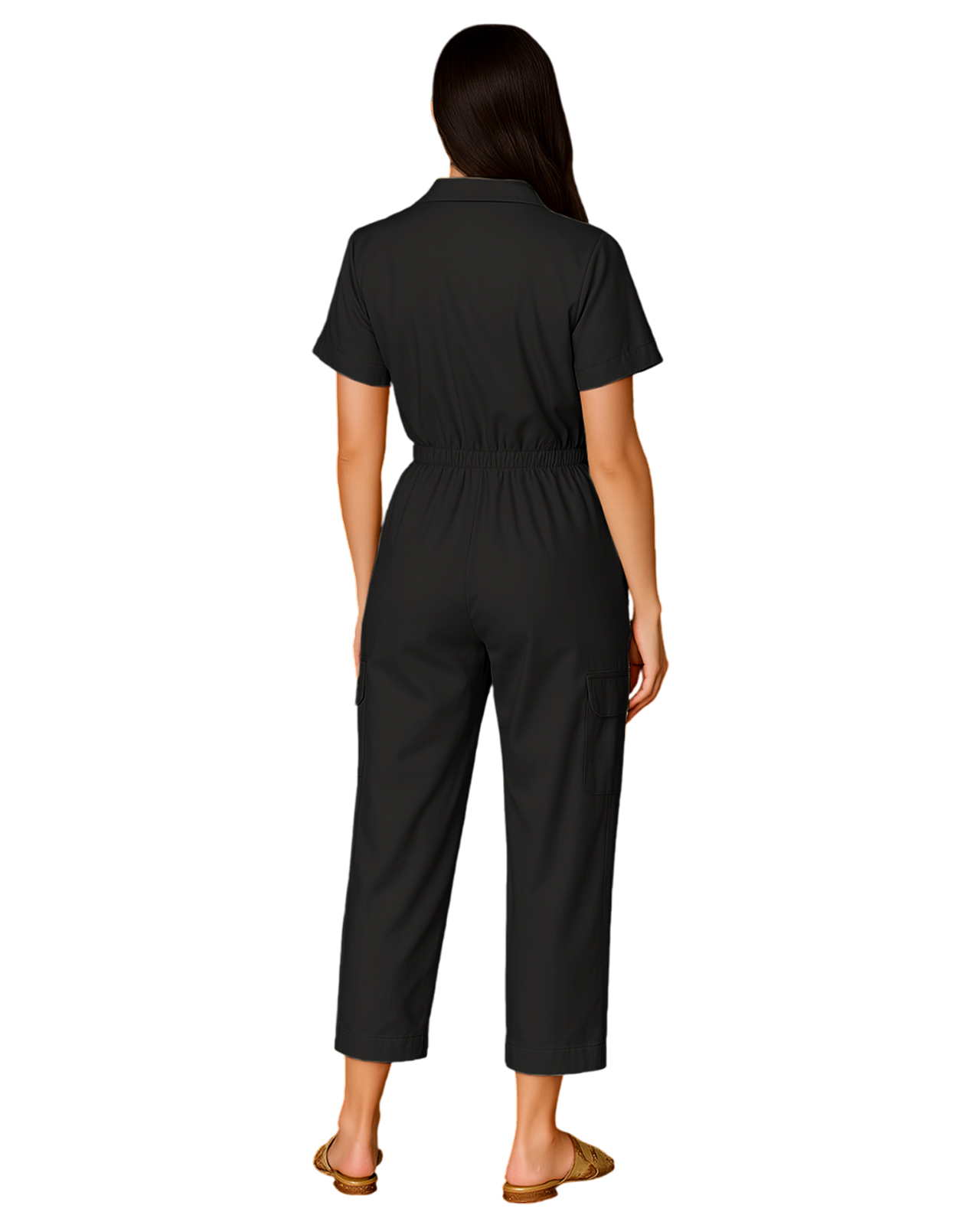 Foto 4 pulgar | Jumpsuit Para Mujer Ocean Point Con Cuello Camisero  Bolsillos Utilitarios Y Ajuste En Cintura