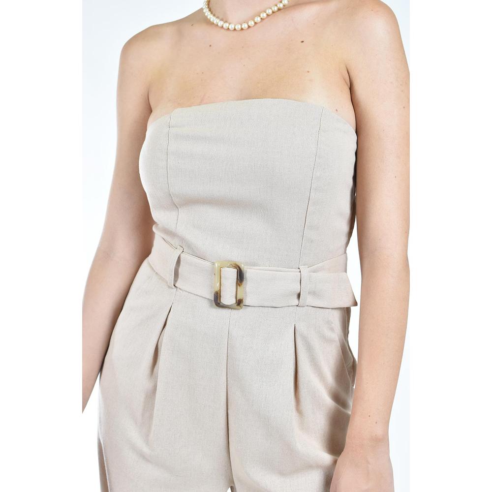 Foto 5 pulgar | Jumpsuit Strapless Con Cinto Roman Fashion /juvenil  9259 (beige) Beige