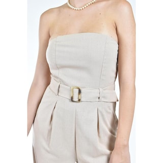 Foto 4 | Jumpsuit Strapless Con Cinto Roman Fashion /juvenil 9259 (beige) Beige