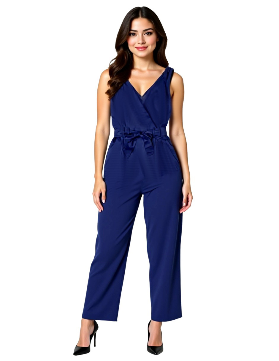 Foto 2 pulgar | Jumpsuit De Lino Escote V Pantalón Recto Issachar
