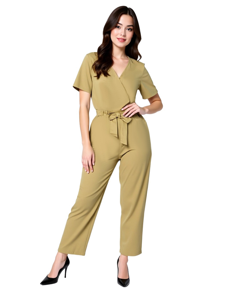 Foto 2 pulgar | Jumpsuit De Lino Escote V Pantalón Recto Issachar