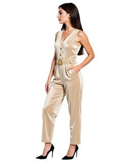 Foto 2 | Jumpsuit De Terciopelo Pantalón Recto Ji Rui