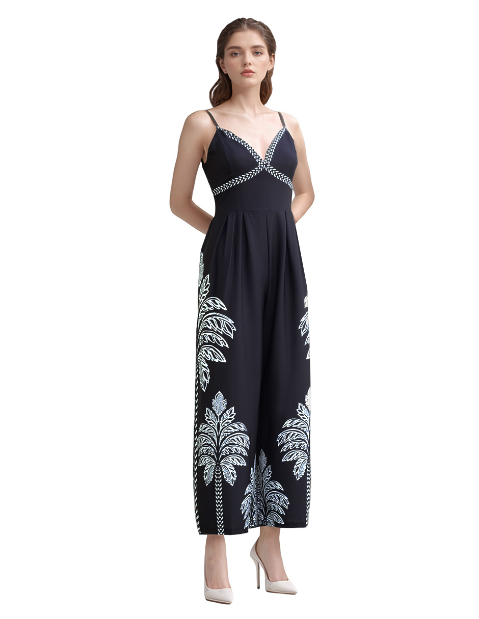 Foto 2 pulgar | Jumpsuit Casual Pantalón Amplio Tirantes Diseño Floral Coco Moda