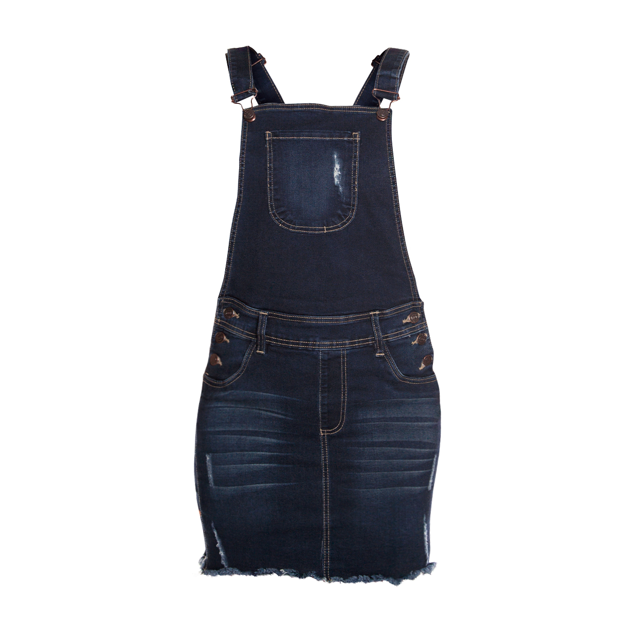Foto 2 pulgar | Jumper Overol Peto Falda Mezclilla Stretch Para Mujer