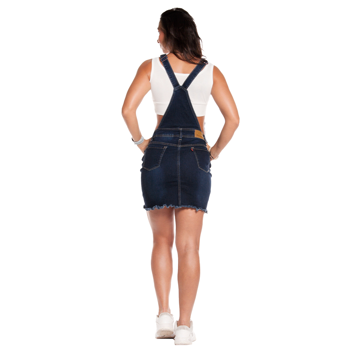 Foto 6 pulgar | Jumper Overol Peto Falda Mezclilla Stretch Para Mujer