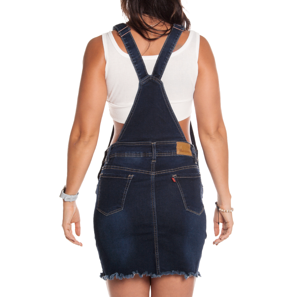 Foto 8 pulgar | Jumper Overol Peto Falda Mezclilla Stretch Para Mujer