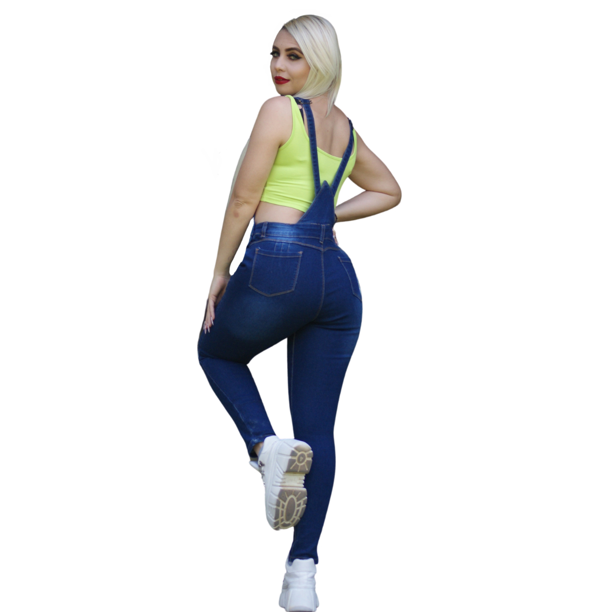 Foto 4 pulgar | Jumper Overol Dama Pineda Jeans Stretch Color Azul Oscuro Rasgado