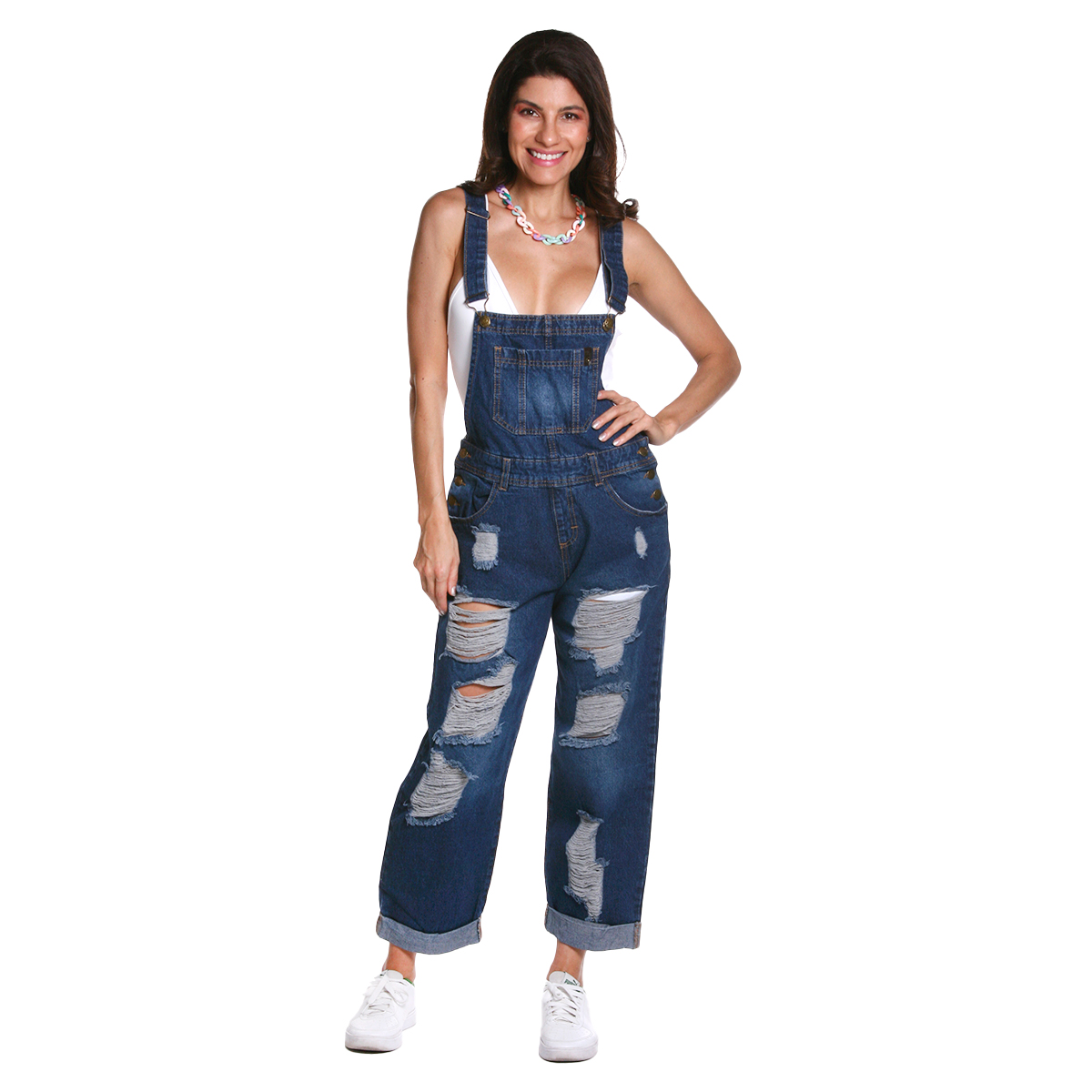 Overol Mom Corto  Pineda Jeans con Bolsas para Mujer