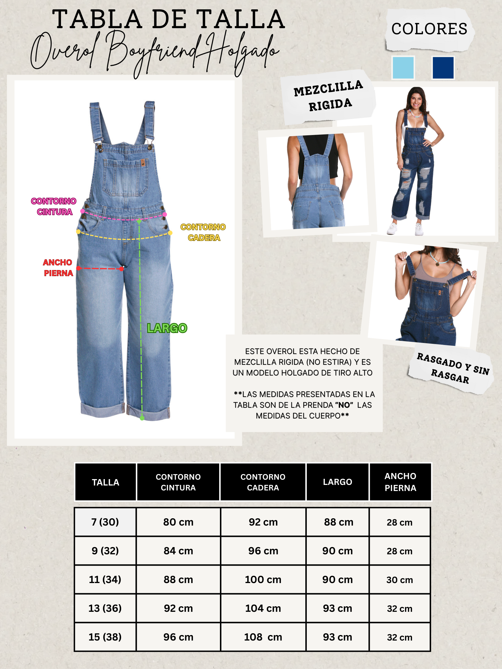 Foto 5 pulgar | Overol Jumper De Mezclilla Rigida Para Mujer Estilo Boyfriend Holgado Liso Sin Rasgar Pineda Jeans Azul Stone