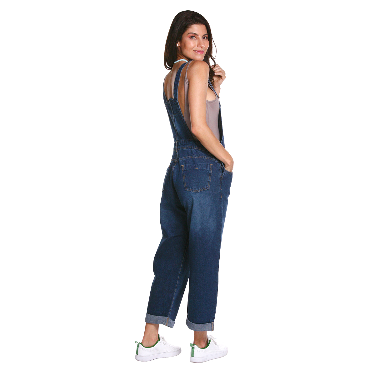 Foto 7 pulgar | Overol Jumper De Mezclilla Rigida Para Mujer Estilo Boyfriend Holgado Liso Sin Rasgar Pineda Jeans Azul Stone