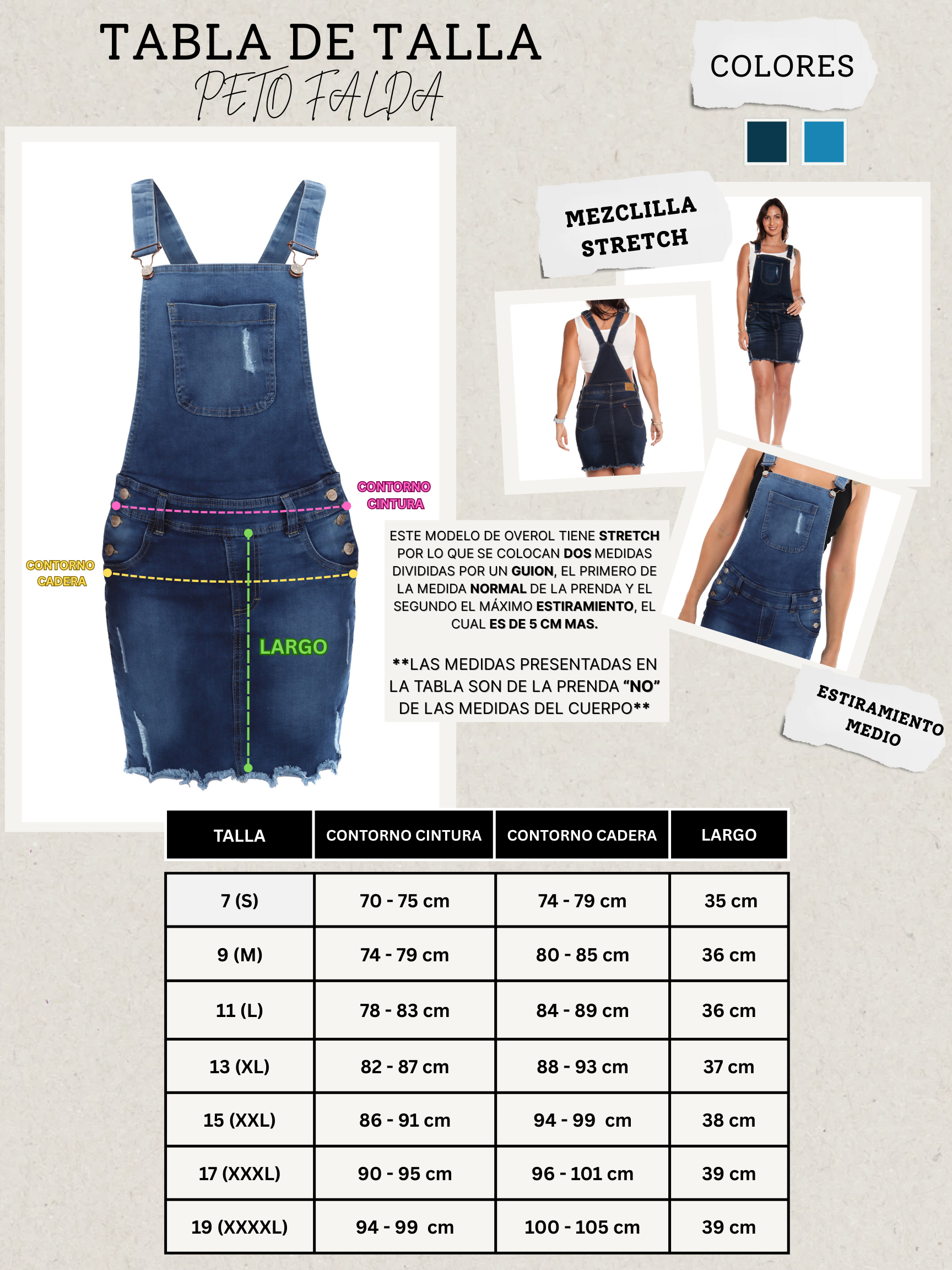 Foto 5 pulgar | Peto Overol Falda Corta De Mezclilla Stretch Para Mujer Diseño Rasgado Ajustado Con Tirantes Azul Marmol Pineda Jeans