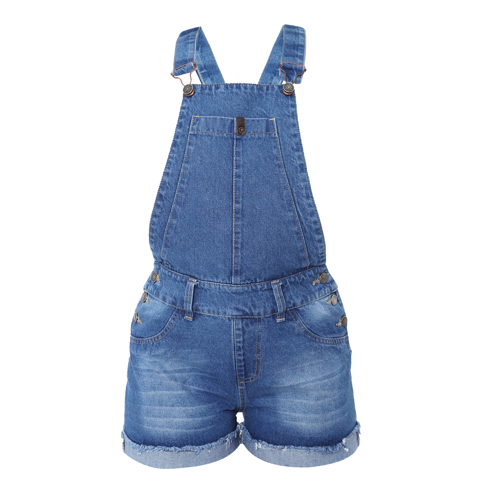 Foto 2 pulgar | Peto Short Estilo Mom Jeans De Mezclilla Rigida Para Mujer Con Dobladillo Efecto Rasgado Pineda Jeans Azul Bleanch