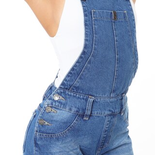 Foto 4 | Peto Short Estilo Mom Jeans De Mezclilla Rigida Para Mujer Con Dobladillo Efecto Rasgado Pineda Jeans Azul Bleanch