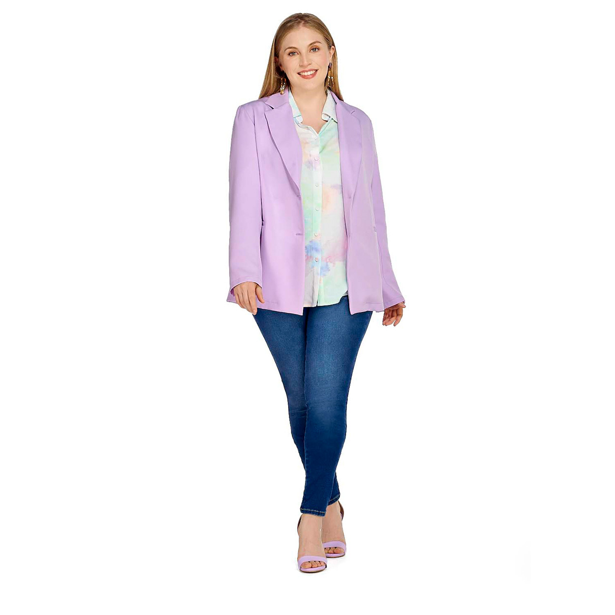 Foto 1 | Blazer Mundo Terra color Lila de Cuello con Solapa con Botón