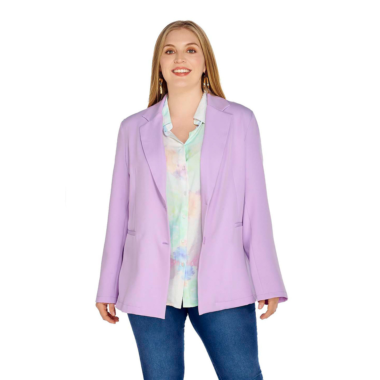 Foto 2 | Blazer Mundo Terra color Lila de Cuello con Solapa con Botón