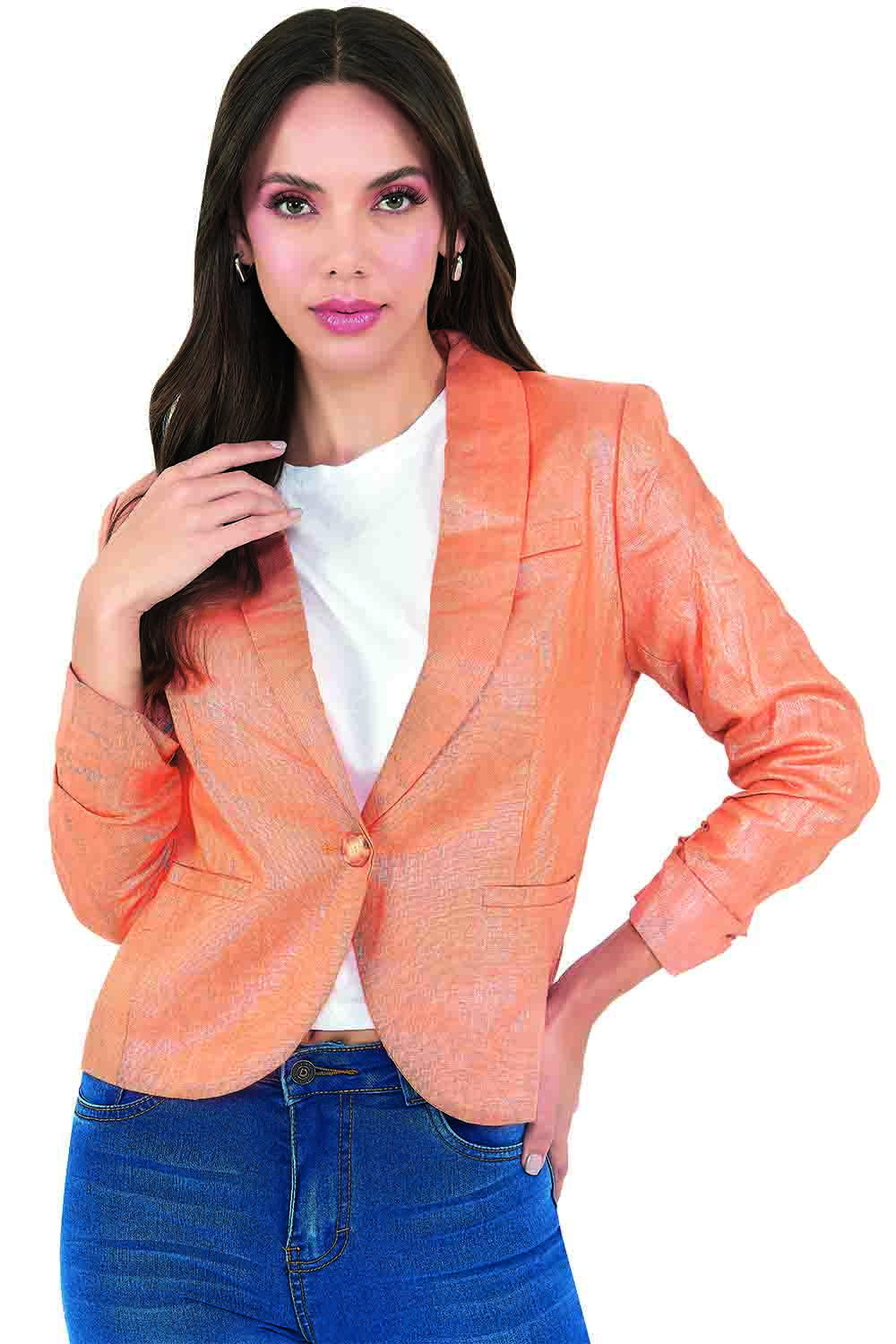 Foto 1 | Saco Devendi Color Camel Metalico