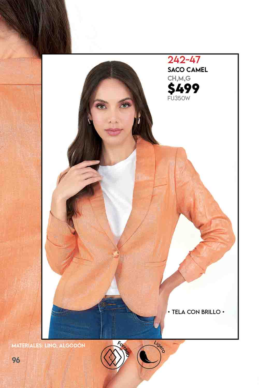 Foto 3 | Saco Devendi Color Camel Metalico