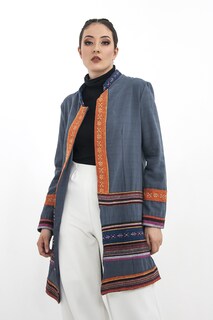 Foto 1 | Saco De Mujer A Ángelozano Largo Cuello Mao De Manta Tipo Lino Color Plomo Al-w46