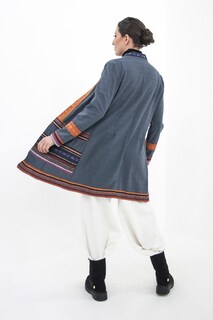 Foto 3 | Saco De Mujer A Ángelozano Largo Cuello Mao De Manta Tipo Lino Color Plomo Al-w46
