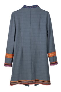 Foto 4 | Saco De Mujer A Ángelozano Largo Cuello Mao De Manta Tipo Lino Color Plomo Al-w46