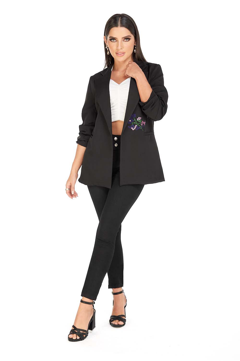 Foto 3 pulgar | Saco Formal para Mujer Mundo Terra Negro