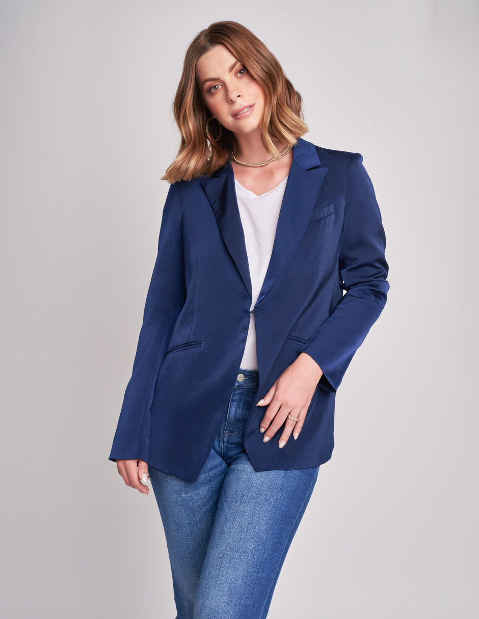 Foto 1 | Saco Devendi Color Azul Satinado Recto